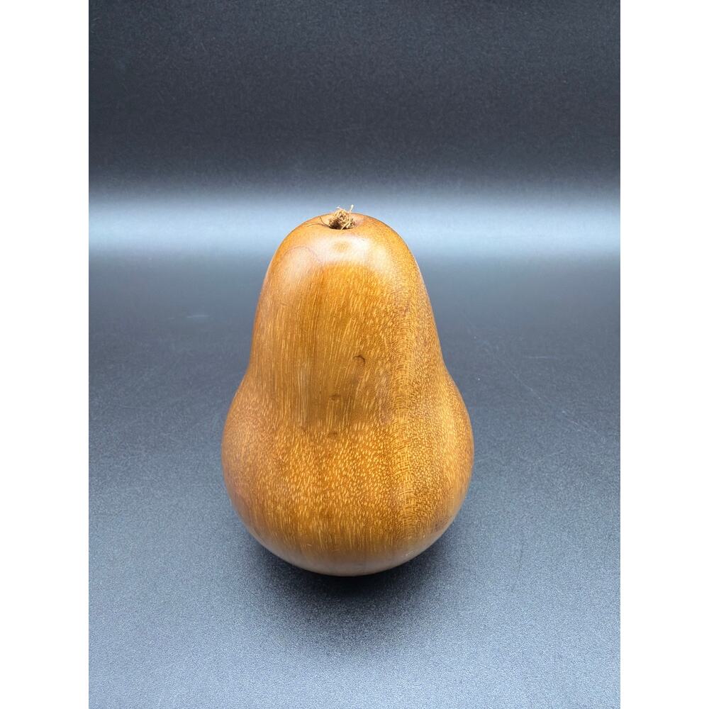 Vintage MCM Wooden Pear Sculpture 4in Minimalist Wood Fruit Decor Mid Century